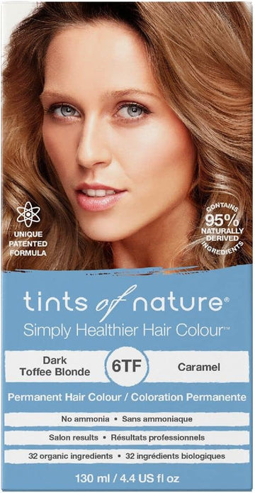 Tints Of Nature 6Tf Dark Toffee Blonde Permanent Hair Dye, Nourishes Hair And Covers Greys, Ammonia-Free, 130Ml