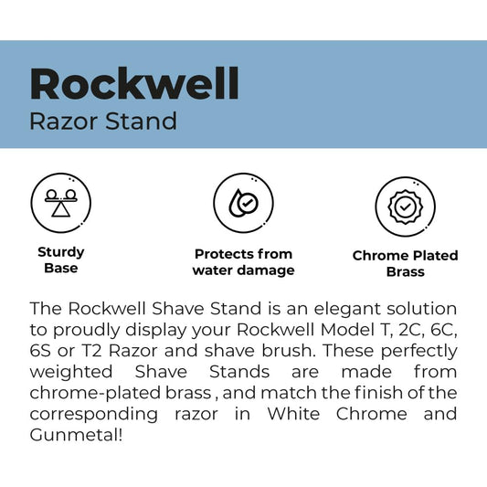 Rockwell Minimalist Premium Chromed Brass Safety Razor Stand | Elegant Design, Elegant Display Solution For Your Rockwell T, 6C, 2C, Or 6S Safety Razor | Premium Stainless Steel Gunmetal (Over Brass)