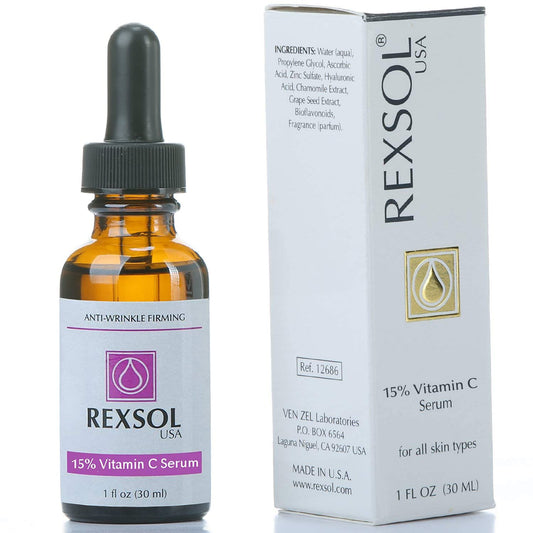 Rexsol 15% Vitamin C Serum - Anti-Wrinkle Firming Formula With Hyaluronic Acid - 30Ml / 1 Fl Oz : Beauty & Personal Care