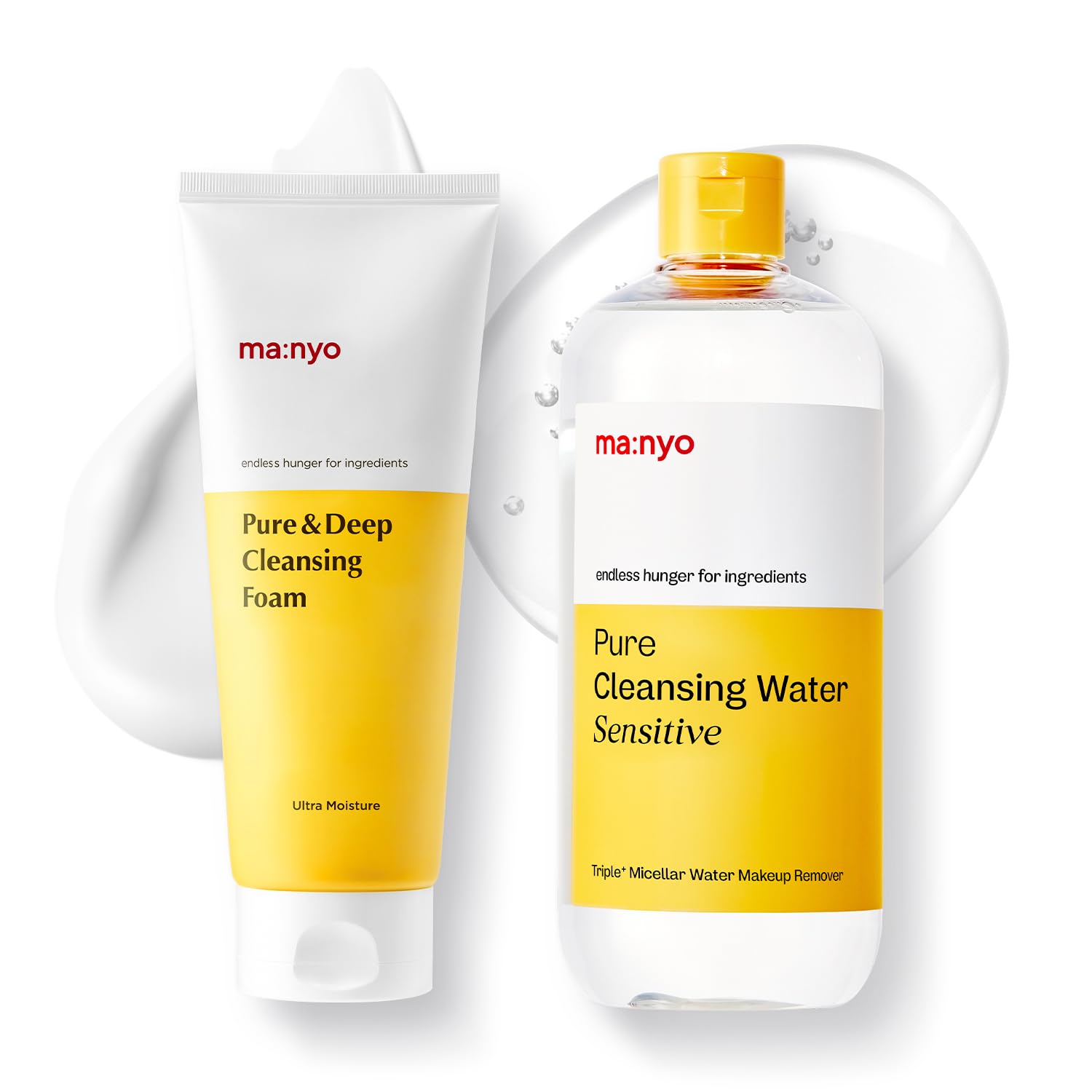 Ma:Nyo Pure Cleansing Water Sensitive 16.9Fl Oz & Pure Deep Cleansing Foam 6.7Fl Oz | Double Cleansing, Daily Skin Care