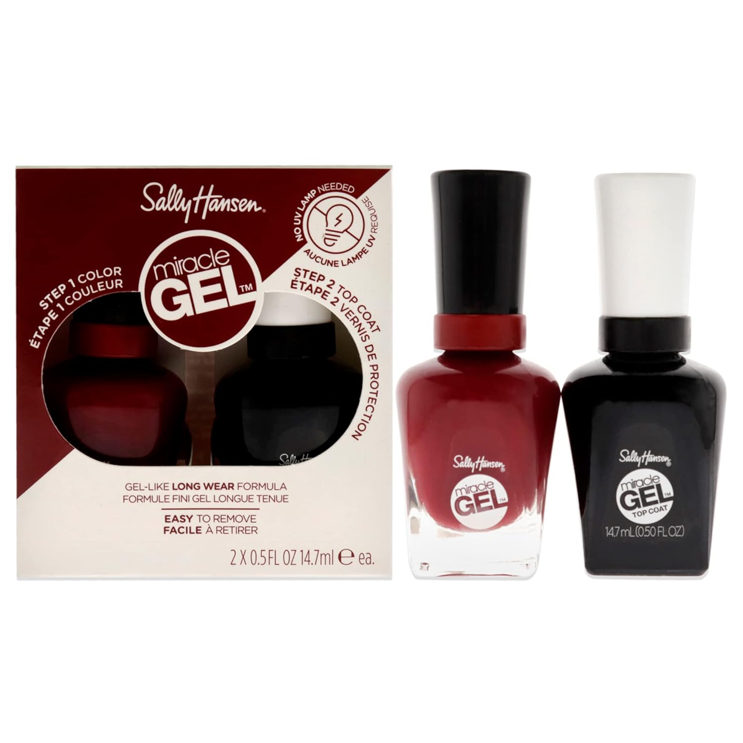 Sally Hansen Miracle Gel Nail Polish, 601 Dig Fig And Top Coat, Value Pack