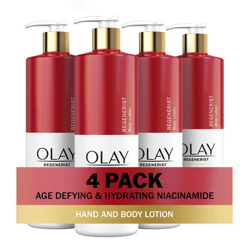 Olay Body Lotion For Women, Age Defying & Hydrating Dry Skin With Niacinamide 17 Fl Oz (Pack Of 4)