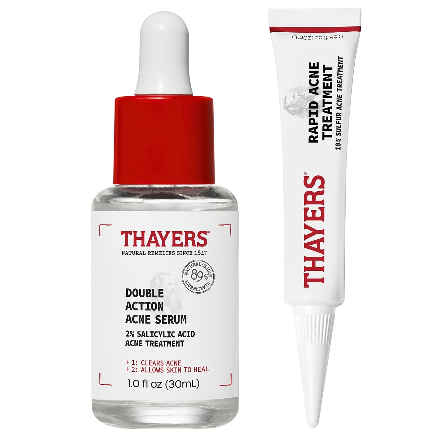 Thayers Treat It, Don'T Touch It: Double Action 2% Salicylic Acid Acne Serum + Rapid 10% Sulfur Acne Treatment, Soothing And Non-Stripping Skin Care