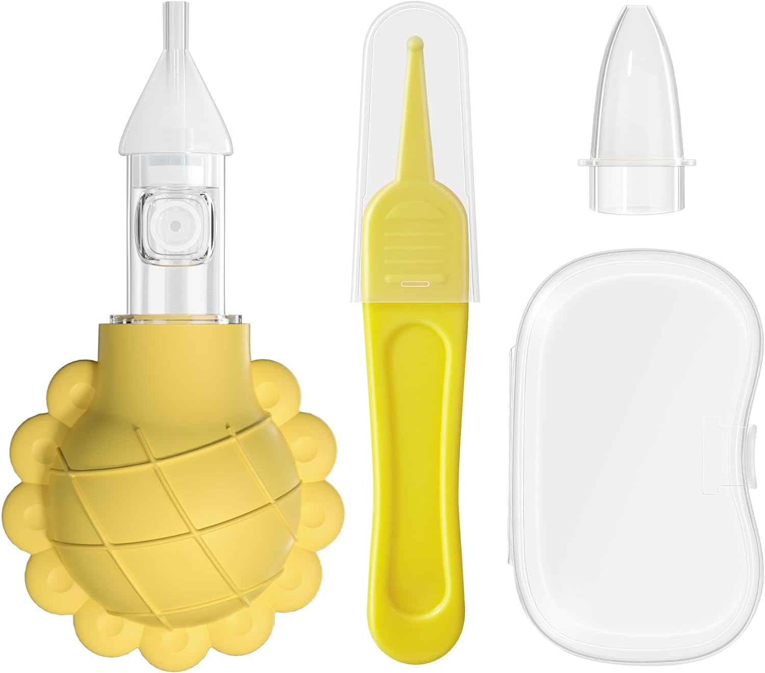 Nasal Aspirator for Baby, Nose Sucker for Baby, Cleanable and Reusable, BPA-Free Silicone, with 2 Silicone Tips, A Clip, and Organizer