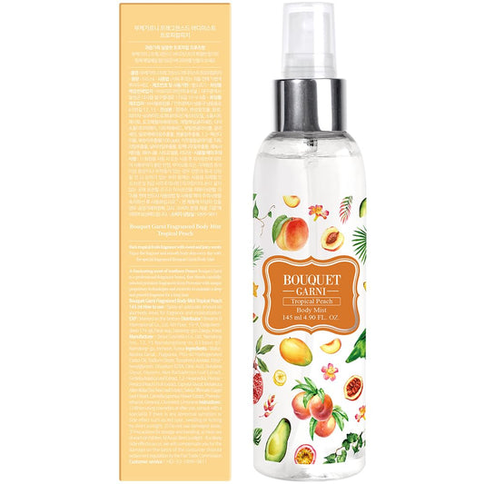 Bouquet Garni Body Mist Tropical Peach Fragrance - Long-Lasting Moisture & Fragrance, Mist For Women, Low Irritation (Containing Vitamin E, Citrus Acid) - 4.9 Oz