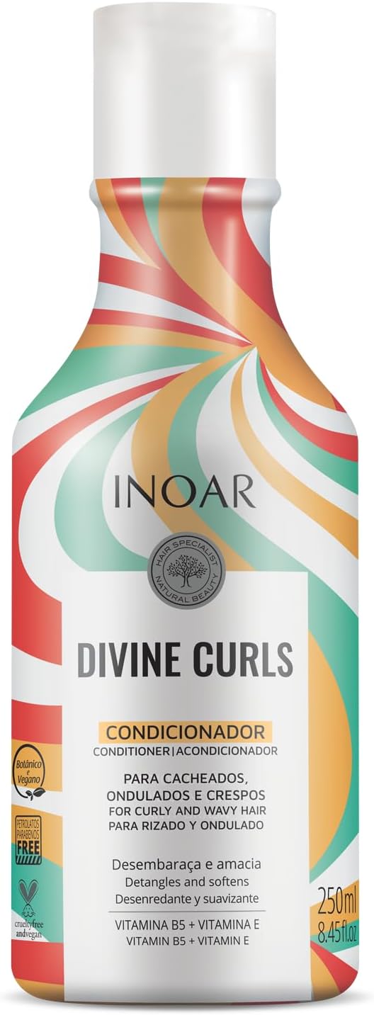 Shampoo And Conditioner - Duo Divine Curls Hair Care Set - Curly Hair Products - 250Ml X 2 - Inoar