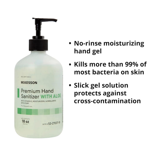 Mckesson Gel Hand Sanitizer With Aloe, Cleanse And Moisturize Hands - Spring Water Scent, 18 Oz Pump Bottle, 1 Count, 2 Packs, 2 Total