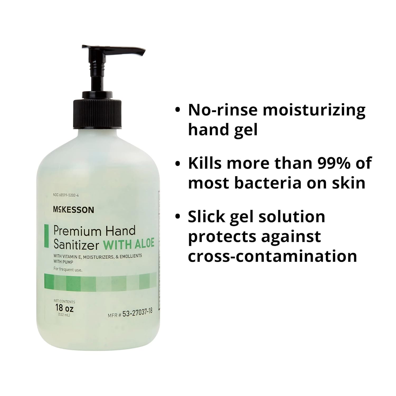 Mckesson Gel Hand Sanitizer With Aloe, Cleanse And Moisturize Hands - Spring Water Scent, 18 Oz Pump Bottle, 1 Count, 5 Packs, 5 Total