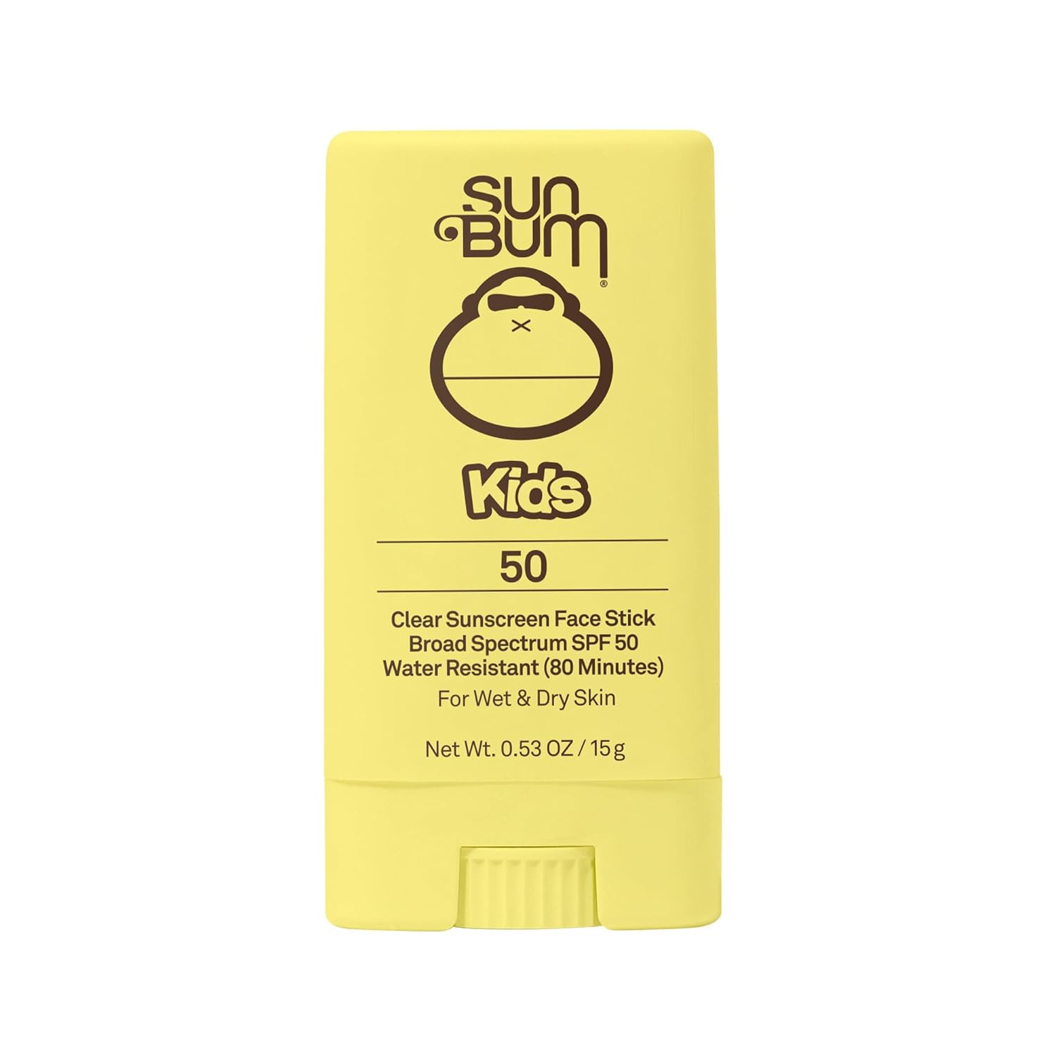 Sun Bum Kids Spf 50 Clear Sunscreen Face Stick | Wet Or Dry Application | Hawaii 104 Reef Act Compliant (Octinoxate & Oxybenzone Free) Broad Spectrum Uva/Uvb Sunscreen | 0.53 Oz