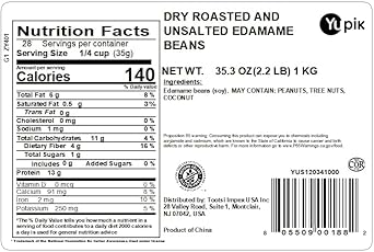 Yupik Beans, Dry Roasted & Unsalted Edamame, 2.2 Lb