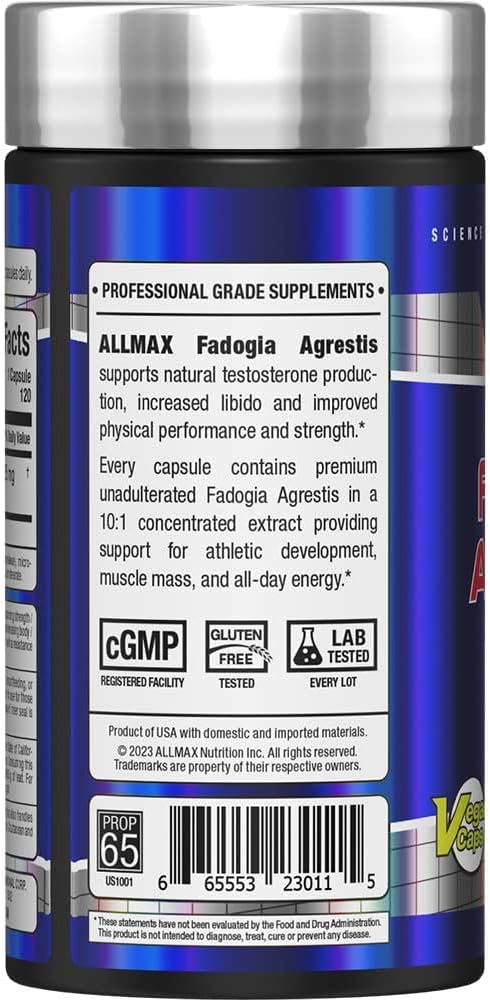 Allmax Essentials Fadogia Agrestis - 120 Capsules - Men’S Health Supplement - Supports Natural Testosterone, Enhances Libido & Promotes Muscle Growth - 120 Servings