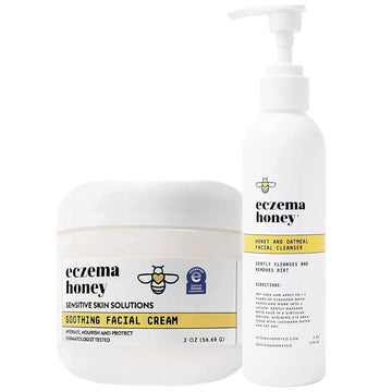 Eczema Honey Oatmeal Facial Cleanser - Soothing Facial Cream - Bundle For Sensitive & Dry Skin - Cruelty Free