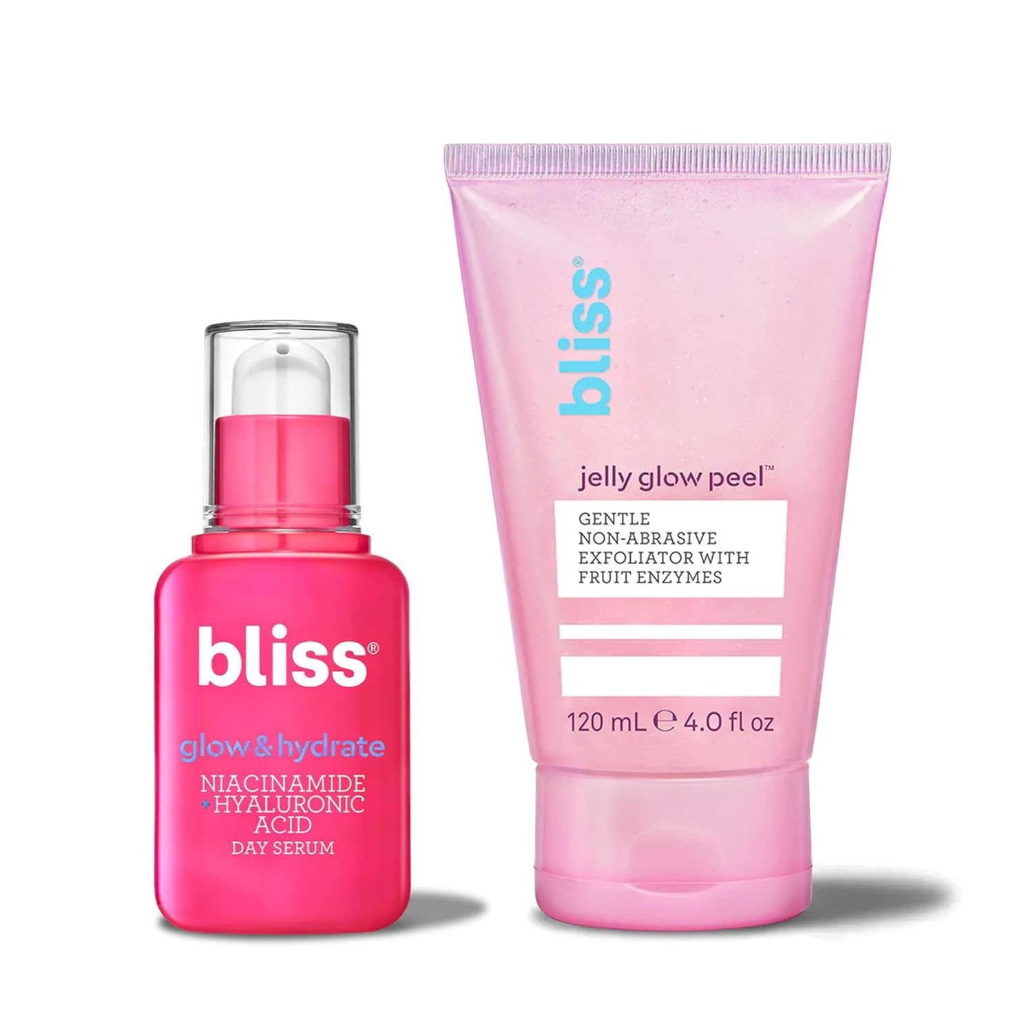 Bliss Glow & Hydrate Serum - Niacinamide + Hyaluronic Acid Serum+Jelly Glow Peel™ Gentle Non-Abrasive Cleanser And Exfoliator With Fruit Enzymes