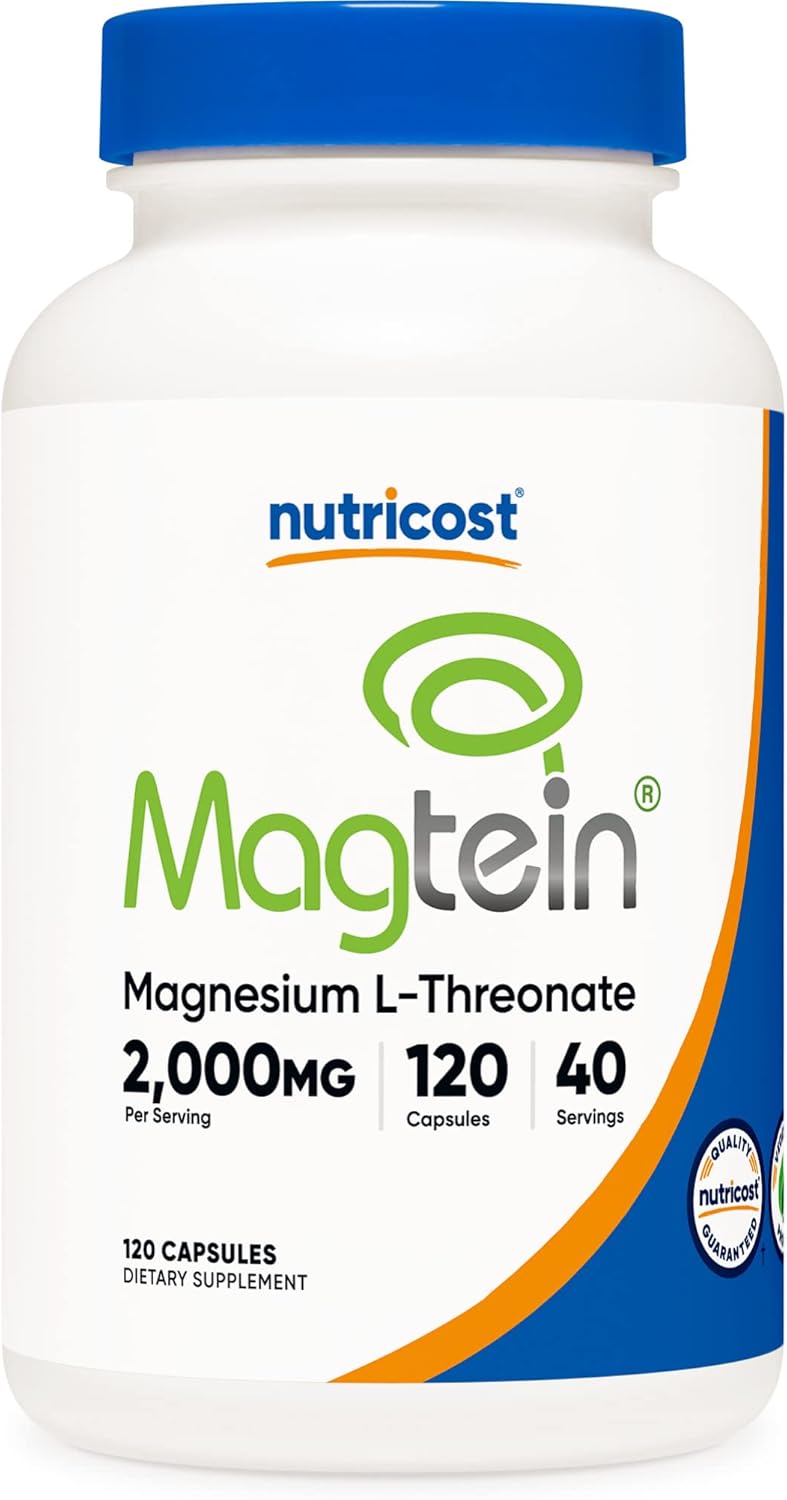 Nutricost Magnesium L-Threonate As Magtein 2000mg, 120 Capsules - Non-GMO, Gluten Free, Vegetarian Friendly