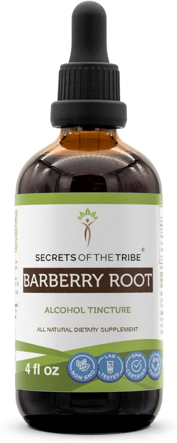 Secrets of the Tribe Barberry Root Alcohol Tincture Extract, Barberry (Berberis Vulgaris) Dried Root Bark (4 fl oz)