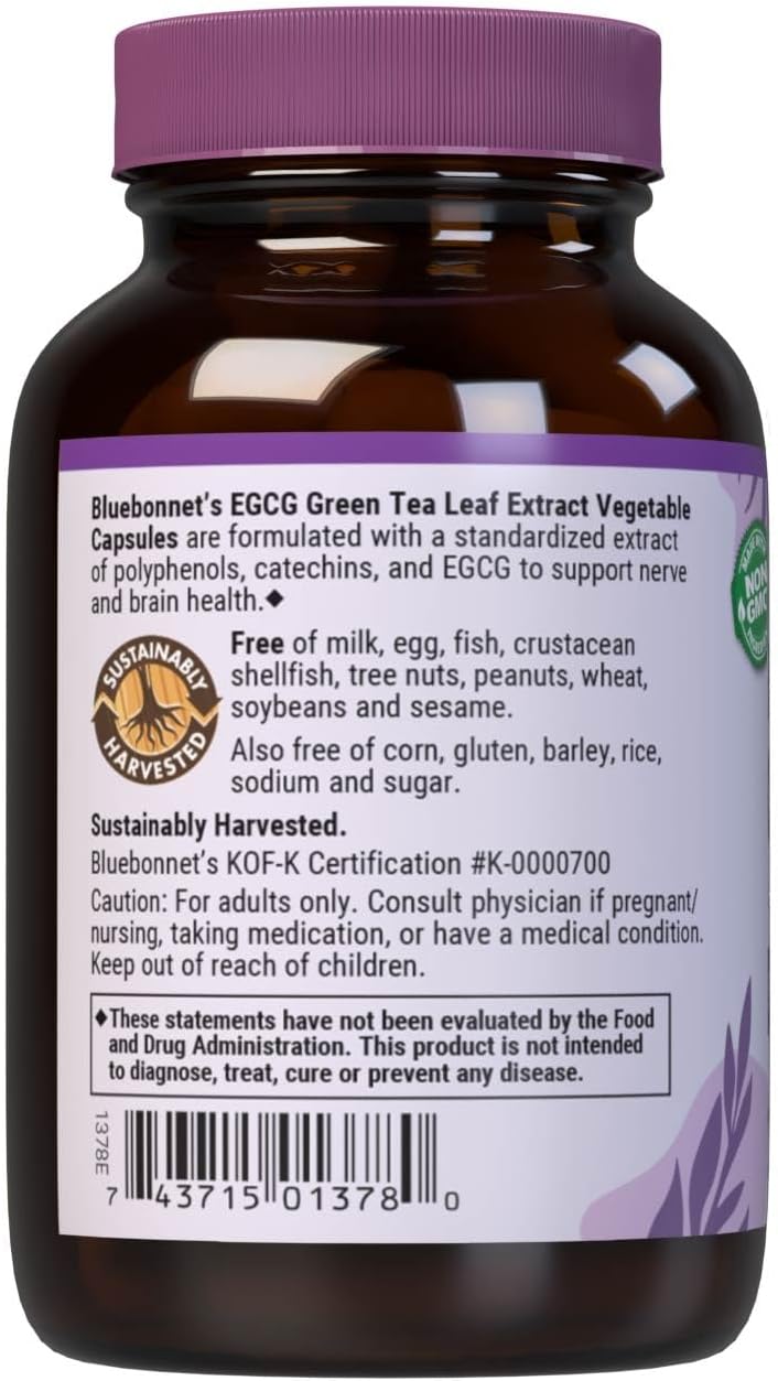 Bluebonnet Egcg Green Tea Leaf Extract Supplement, 60 Count : Health & Household