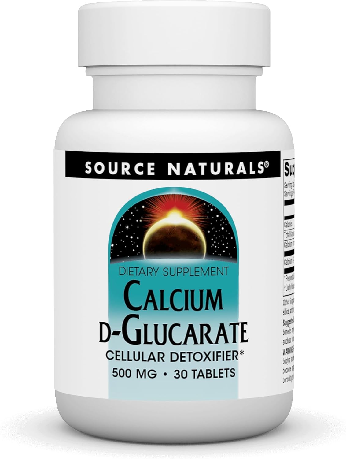 Source Naturals Calcium D-Glucarate 500mg Cellular Detoxifier - 30 Tablets