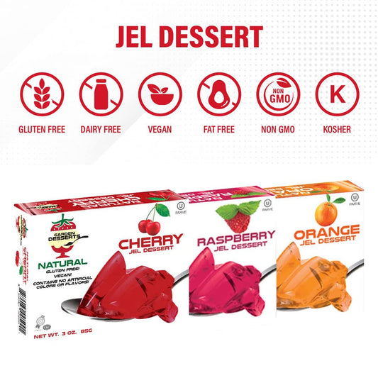 Natural Jello Dessert Mix - Vegan Jello By Garden Desserts [Variety Pack] Gluten Free, Dairy Free, Non Gmo, Kosher Gelatin Free Jello, 3 Ounce Box [Pack Of 3]