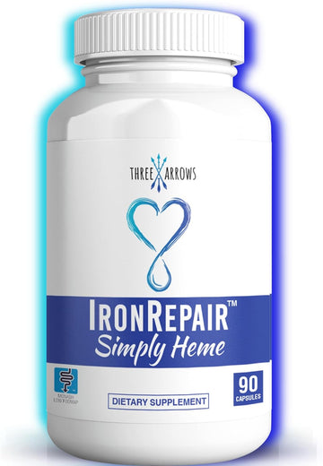 Iron Repair Simply Heme Iron Supplement, Best Absorption & Gentle on Stomach, Monash Low FODMAP, Raise Hemoglobin & Ferritin Iron Pills for Women, Teens, & Pregnancy 90 Gelatin Iron Capsules