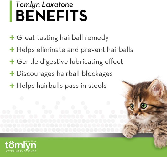 TOMLYN Laxatone Tuna-Flavored Hairball Remedy Gel for Cats and Kittens, 2.5oz