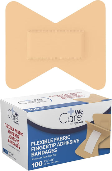 Dynarex Fabric Adhesive Bandages - Sterile & Flexible Fabric Bandages For Wounds - Non-Stick Pads - Individually-Wrapped First Aid Supplies - No Latex - 1-3/4X2", 1 Box Of 100