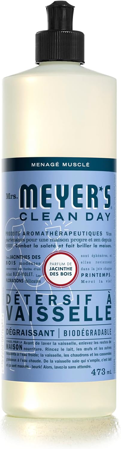MRS. MEYER'S CLEAN DAY Liquid Dish Soap, Biodegradable Formula, Bluebell, 16 fl. oz - Pack of 3