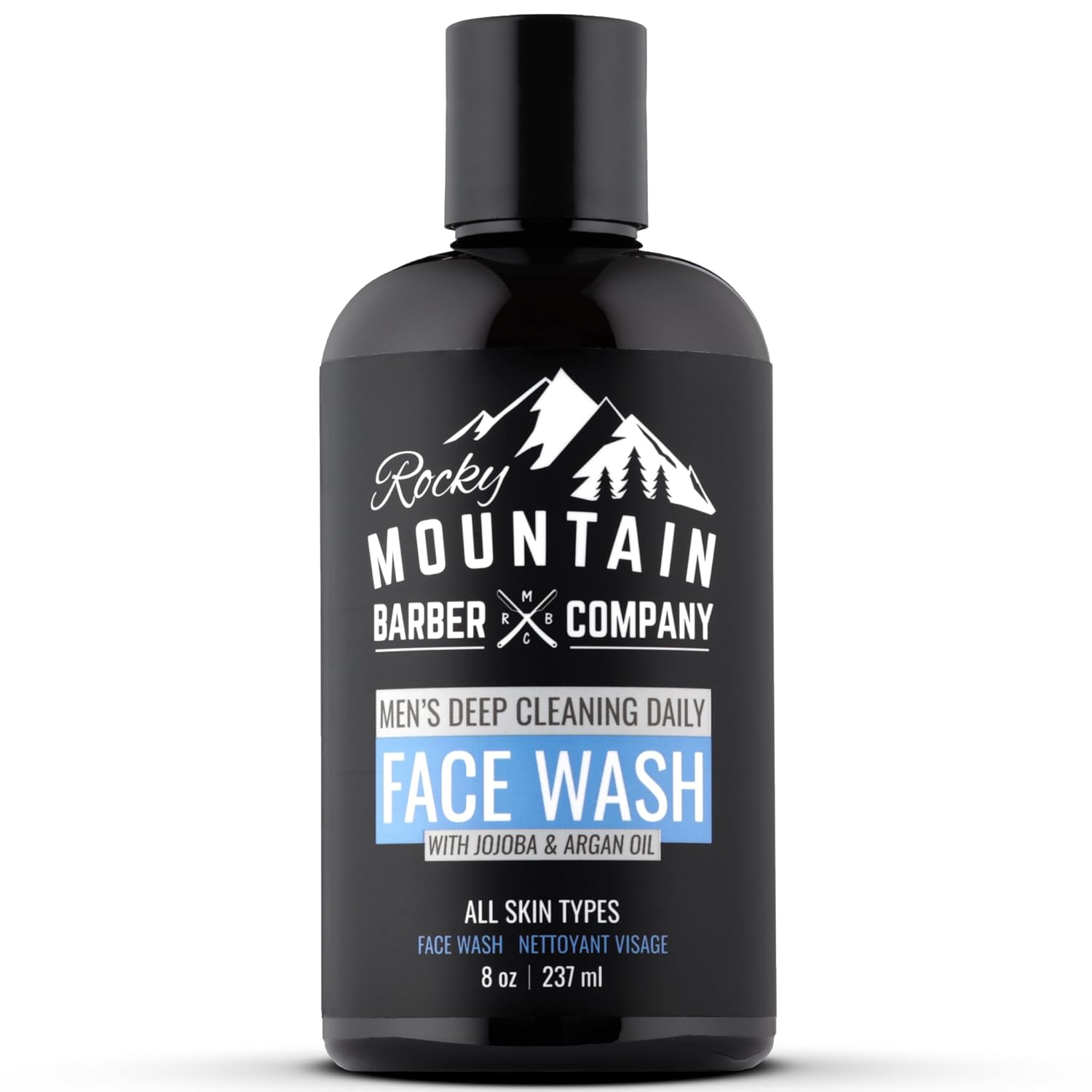 Rocky Mountain Barber Company Men'S Daily Face Wash - With Jojoba Oil, Argan Oil, Chamomile Floral Water And Aloe Vera – Unscented - 8 Oz