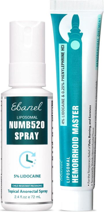 Ebanel Bundle Of Lidocaine Numbing Spray, And Hemorrhoid Master