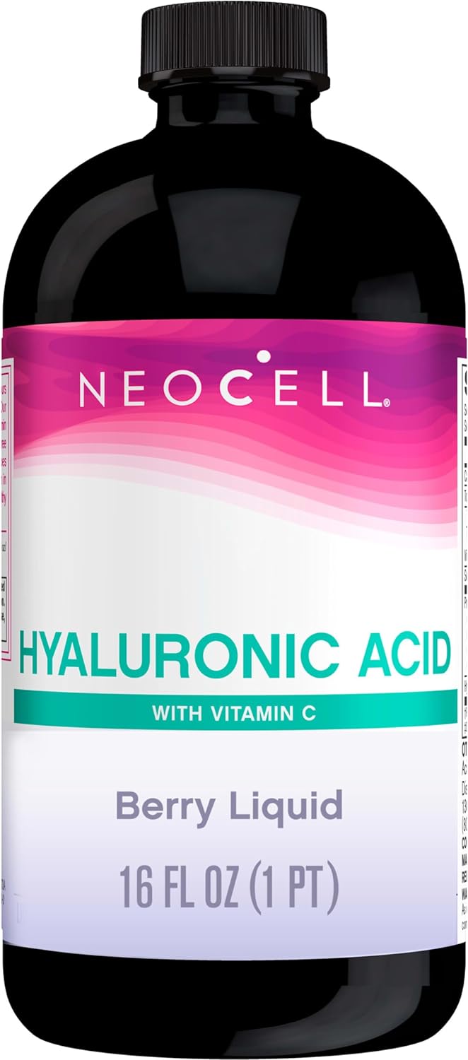 NeoCell Hyaluronic Acid Berry Liquid with Vitamin C; For Cellular Hydration for Skin, and Lubrication for Skin and Joints; Gluten Free; Dietary Supplement; 16 Fl. Oz., 32 Servings.* Pack May Vary