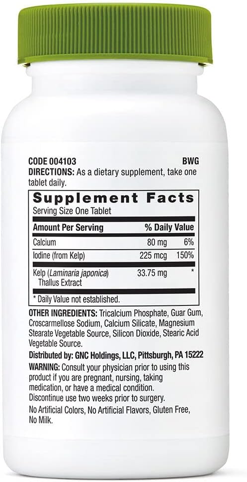 GNC SuperFoods Kelp - 180 Vegetarian Tablets (180 Servings) : Health & Household