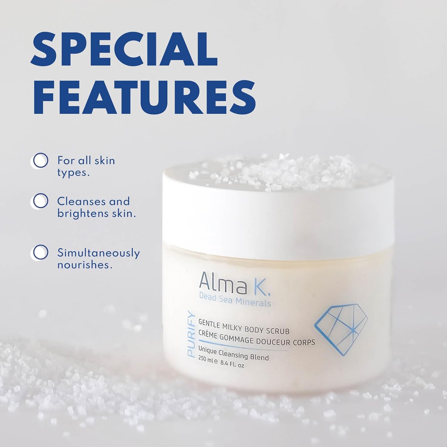 Alma K Gentle Milky Body Scrub - Exfoliating Body Scrub - Body Exfoliator - Shower Scrub With Shea Butter - Exfoliating Scrub For Women - 8.4 Oz : Beauty & Personal Care