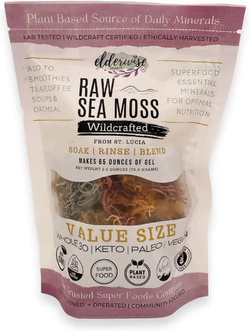 Sea Moss | Wildcrafted | 2.5 Oz | Makes 64 Oz Of Gel | Raw + Non Gmo | Sundried | Mineral Rich | Saint Lucia