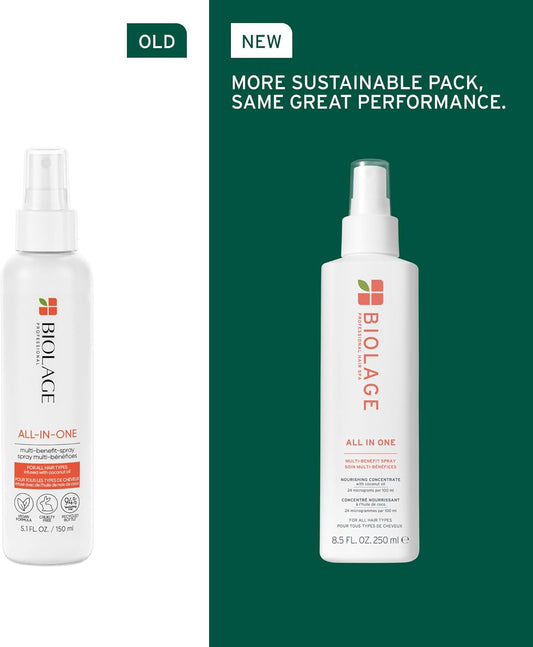 Biolage All-In-One Multi-Benefit Spray, Weightless Nourishment, Enriched With Coconut Oil, For All Hair Types, 250Ml