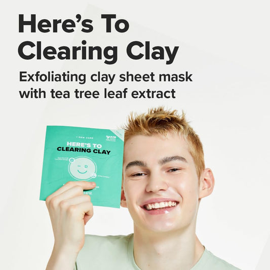 I Dew Care Face Sheet Mask - Here'S To Clearing Clay | Daily Exfoliate, Decongest, Minimize Pores, Soothe, Infused With 3-Clay Complex, Tea Tree, Centella Asiatica, Moisturizing, 4Ea