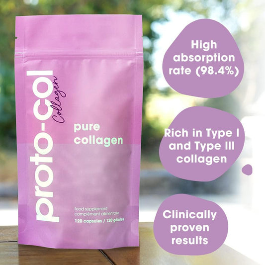 Proto-Col Pure Collagen Supplement - Clinically Proven Premium Verisol Bioactive Collagen, To Reduce Wrinkles, And Support Hair, Skin And Joint Health. (120 Capsules X 2500Mg)