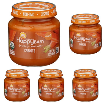 Happy Baby Organic Stage 1 Carrots Baby Food, 4 Oz (Pack Of 5)