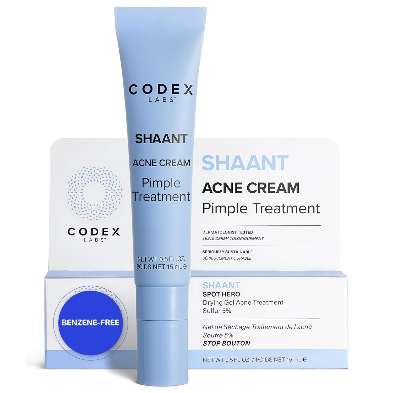 Codex Labs Shaant Spot Hero – Sulfur & Green Tea Gel For Blemish-Prone Skin | Fast-Drying Formula For Clear-Looking Skin | 0.5Oz