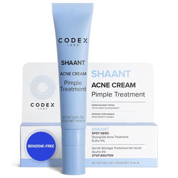 Codex Labs Shaant Spot Hero – Sulfur & Green Tea Gel For Blemish-Prone Skin | Fast-Drying Formula For Clear-Looking Skin | 0.5Oz