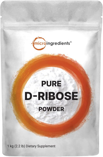 Pure D Ribose Powder, 1 Kg (2.2 Pound & 200 Servings) - Hair Support Supplement, Natural Simple Sugar, Dissolves Clear, Pharmaceutical Grade - Filler Free, No Gmos, No Gluten & Water Soluble