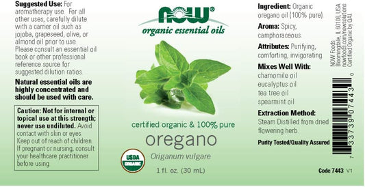 Now Foods Essential Oils, Organic Oregano Oil, Comforting Aromatherapy Scent, Steam Distilled, 100% Pure, Vegan, Child Resistant Cap, 1-Ounce