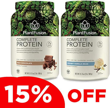 PlantFusion Complete Plant Based Pea Protein Powder Bundle, Non-GMO, Vegan, Dairy Free, Gluten Free, Soy Free, Allergy Free w/Digestive Enzymes, Dietary Supplement, Vanilla Bean and Chocolate 2 pound