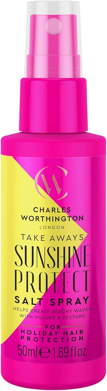 Charles Worthington Sunshine Protect Salt Spray, Sea Salt Spray For Volume, Hair Salt Spray For Women And Men, Salon Salt Spray For Hair To Boost Texture, 50 Ml