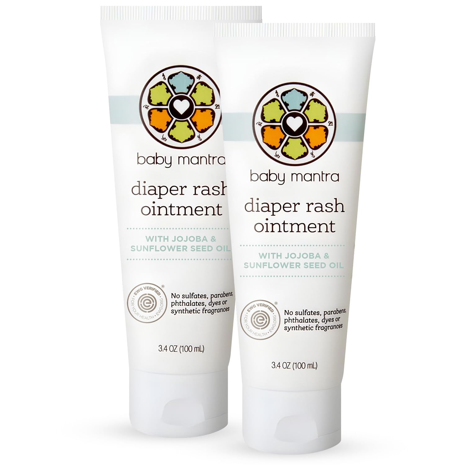 Baby Mantra Diaper Rash Cream For Baby - Soothing Relief - Diaper Cream Made With Natural, Hypoallergenic Ingredients - Best Zinc Oxide Baby Ointment For Newborns, Babies, & Toddlers, 2 Pack 3.4Oz