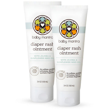 Baby Mantra Diaper Rash Cream For Baby - Soothing Relief - Diaper Cream Made With Natural, Hypoallergenic Ingredients - Best Zinc Oxide Baby Ointment For Newborns, Babies, & Toddlers, 2 Pack 3.4Oz