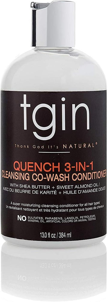 Tgin Quench 3-In-1 Cowash Conditioner & Detangler For Curly Hair, 13 Oz (384Ml)