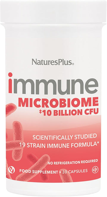 Naturesplus Immune Microbiome 10 Billion Cfu - Immune Support Probiotic Supplement -19 Strains, Prebiotics And Vitamin D3 - Vegan, Gluten Free - 30 Capsules