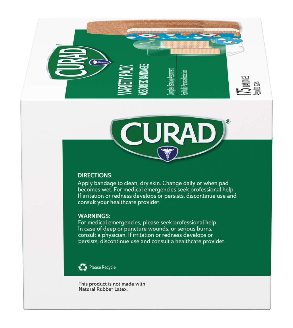 CURAD Family Bandage Variety Pack, 4 Styles Included; Waterproof, Galaxy, Flex-Fabric, Heavy Duty, 175 Bandages : Health & Household