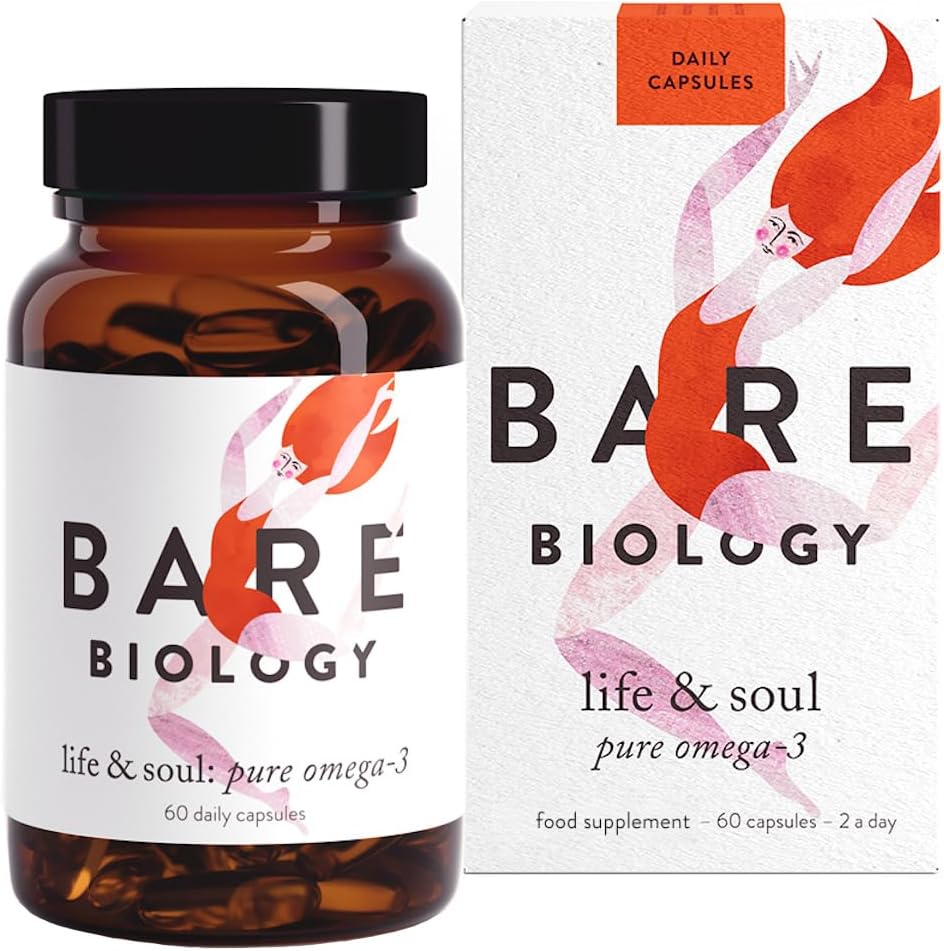 Bare Biology Omega 3 Fish Oil - Life & Soul Daily Capsules (30 Servings) EPA 860mg DHA 440mg, Supports Heart, Brain Function & Eye Health, Super Strength/Sustainably Sourced Fish, 60 Capsules