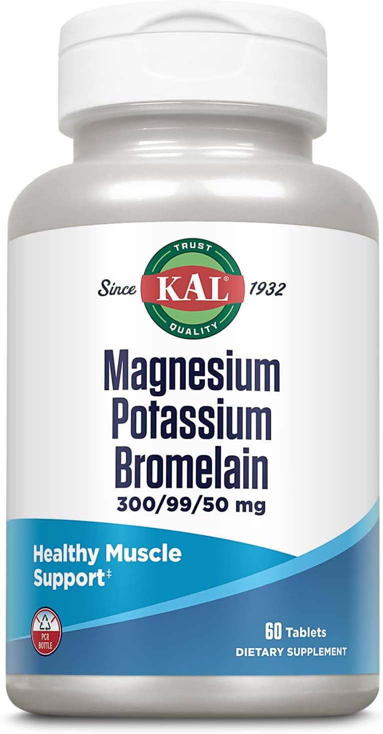 KAL Magnesium Potassium Bromelain Tablets, 60 Count