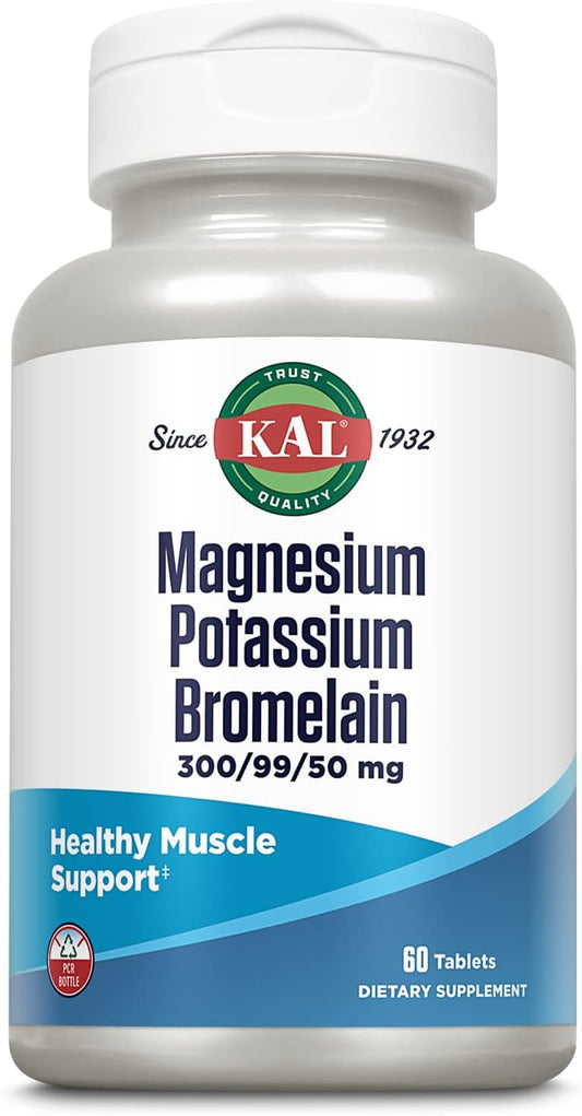 KAL Magnesium Potassium Bromelain Tablets, 60 Count